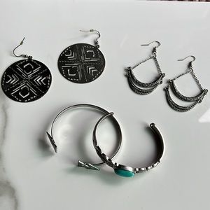 Boho Silver Earring & Bracelets